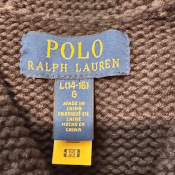 Boys Ralph Lauren Cotton Blend Full Zip Sweater Size L NWOT - Picture 2 of 4